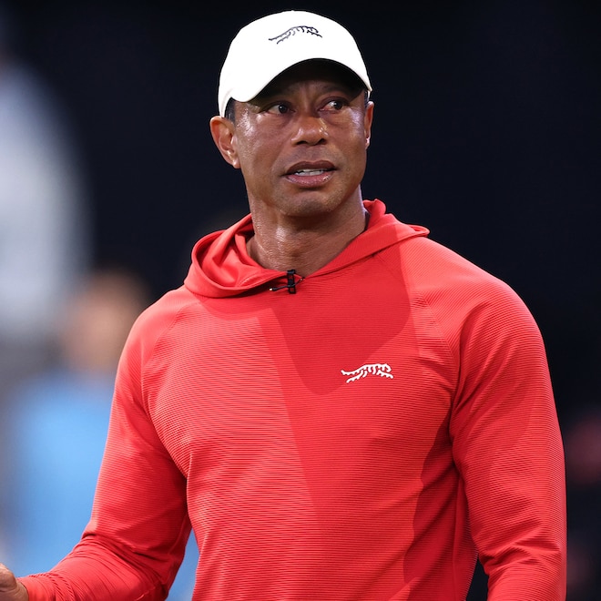 Tiger Woods of Jupiter Links Golf Club looks on before the match against the Los Angeles Golf Club at SoFi Center on March 23, 2026 in Palm Beach Gardens, Florida.